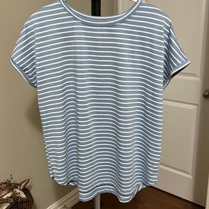 Sz L 🇨🇦⭐️BNWOT Motion Everyday Athleisure Blue Stripe T-shirt PTP 22” never worn